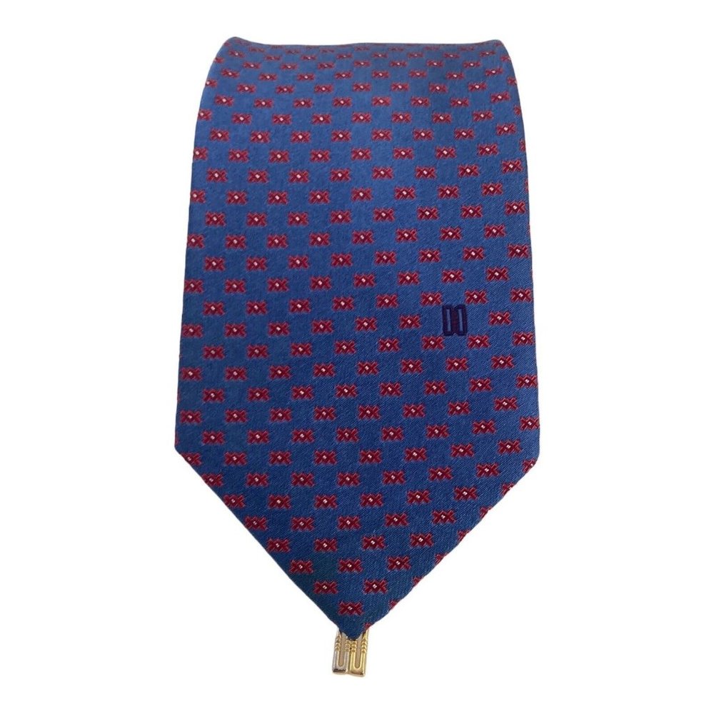 DAKS Private Collection Blue Geometric Strass Silk Tie Italy 59"-3.25" EX COND